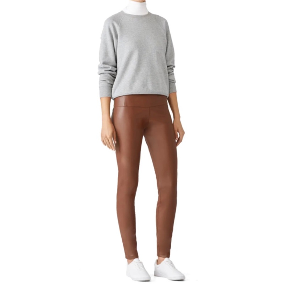 Paper Crown Tan Vegan Leather Leggings Size Small $218